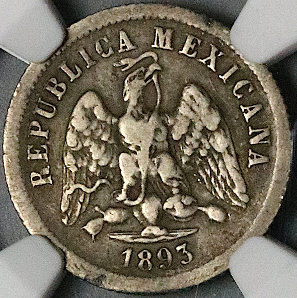 1893-Ho NGC XF 40 Mexico 10 Centavos Hermosillo Mint 67K Silver Coin POP 1/0 (23050401C)