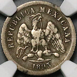 1893-Ho NGC XF 40 Mexico 10 Centavos Hermosillo Mint 67K Silver Coin POP 1/0 (23050401C)