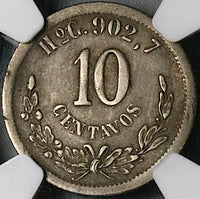 1893-Ho NGC XF 40 Mexico 10 Centavos Hermosillo Mint 67K Silver Coin POP 1/0 (23050401C)