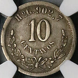 1893-Ho NGC XF 40 Mexico 10 Centavos Hermosillo Mint 67K Silver Coin POP 1/0 (23050401C)