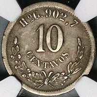1893-Ho NGC XF 40 Mexico 10 Centavos Hermosillo Mint 67K Silver Coin POP 1/0 (23050401C)