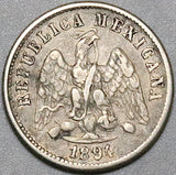 1894-Do Mexico 10 Centavos Durango Mint AXF Silver Coin (24081902R)