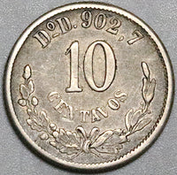 1894-Do Mexico 10 Centavos Durango Mint AXF Silver Coin (24081902R)