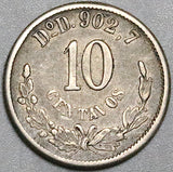 1894-Do Mexico 10 Centavos Durango Mint AXF Silver Coin (24081902R)