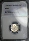 1894-Mo NGC MS 62 Mexico 10 Centavos Mint State Scarce Silver Coin (23062404C)