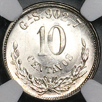 1895-Ga NGC MS 65 Mexico 10 Centavos Guadalajara Mint 80k Silver Coin POP 1/1 (24092904C)