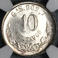 1895-Ga NGC MS 65 Mexico 10 Centavos Guadalajara Mint 80k Silver Coin POP 1/1 (24092904C)