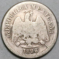 1896-Z Mexico 10 Centavos Zacatecas Mint Error Missing S Silver Coin (24081802R)