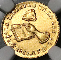 1856/4-Mo NGC MS 63 Mexico Gold 1/2 Escudo Mint State Overdate Coin  (25061601D)