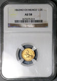 1862-Mo NGC AU 58 Mexico City Gold 1/2 Escudo Choice Republic Coin (25062103C)