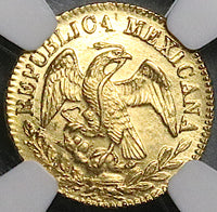 1867-C NGC MS 64 Mexico Gold 1/2 Escudo Culiacan Mint State Coin POP 7/0 (24011201D)
