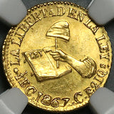 1867-C NGC MS 64 Mexico Gold 1/2 Escudo Culiacan Gem Mint State Coin POP 7/0 (25111002C)