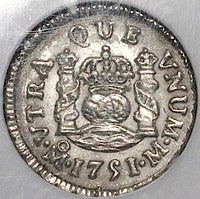 1751 NGC MS 63 Mexico 1/2 Real Ferdinand VI Spain Colony Globes Pillars Silver Coin (23101501D)