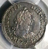 1773 PCGS AU 55 Mexico 1/2 Real Charles III Colonial Spain Silver Coin (24090701C)
