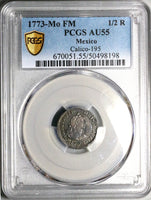 1773 PCGS AU 55 Mexico 1/2 Real Charles III Colonial Spain Silver Coin (24090701C)