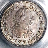 1773 PCGS AU 58 Mexico 1/2 Real Charles III Die Clash Error Colonial Spain Silver Coin (24091201C)