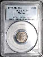 1773 PCGS AU 58 Mexico 1/2 Real Charles III Die Clash Error Colonial Spain Silver Coin (24091201C)