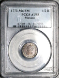1773 PCGS AU 58 Mexico 1/2 Real Charles III Die Clash Error Colonial Spain Silver Coin (24091201C)
