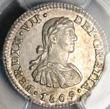 1809 PCGS AU 58 Mexico 1/2 Real Ferdinand VII Spain Colony Silver Con (26100701C)