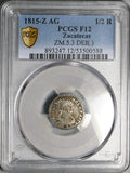 1815-Z PCGS F 12 Mexico 1/2 Real War Independence Zacatecas Mint Silver Coin POP 1/0 (26070304C)