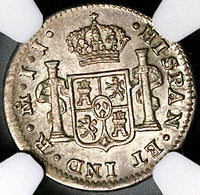 1816 NGC AU 58 Mexico 1/2 Real Ferdinand VII Colonial Spain Die Clash Mint Error Coin (24102401D)