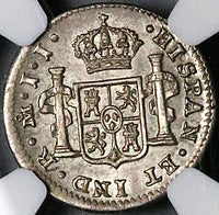 1816 NGC AU 58 Mexico 1/2 Real Ferdinand VII Colonial Spain Die Clash Mint Error Coin (24102401D)