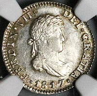 1817 NGC MS 63 Mexico 1/2 Real Ferdinand VII Colonial Spain Silver Coin (24090702C)