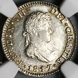1817 NGC MS 63 Mexico 1/2 Real Ferdinand VII Colonial Spain Silver Coin (24090702C)