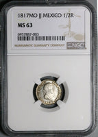 1817 NGC MS 63 Mexico 1/2 Real Ferdinand VII Colonial Spain Silver Coin (24090702C)