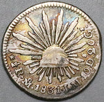 1831-Mo Mexico 1/2 Real Fine Cap Rays Silver Coin (24083001R)