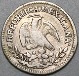 1831-Mo Mexico 1/2 Real Fine Cap Rays Silver Coin (24083001R)