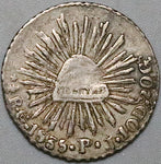 1835-Go Mexico 1/2 Real VF+ Guanajuato Mint Cap Rays Silver Coin (24073104R)