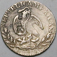 1835-Go Mexico 1/2 Real VF+ Guanajuato Mint Cap Rays Silver Coin (24073104R)
