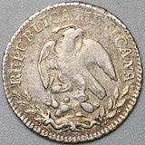 1836-Mo Mexico 1/2 Real VF Cap Rays Silver Coin (24073102R)