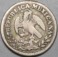 1845-Ga Mexico 1/2 Real Guadalajara Mint Fine Cap Rays Silver Coin (24083004R)