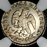 1855-Mo NGC MS 65 Mexico 1/2 Real Mint State Cap Rays Gem Silver Coin POP 4/3 (26032701C)