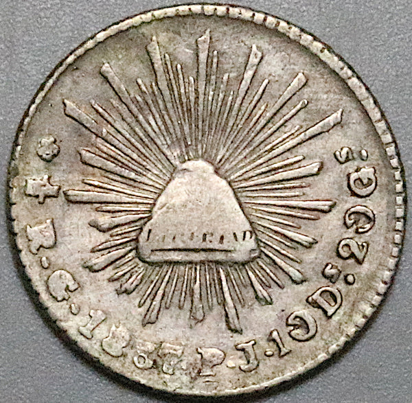 1837-Go Mexico 1/2 Real Guanajuato Mint VF Cap Rays Silver Coin (24083002R)