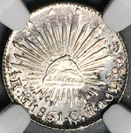 1861-Mo NGC MS 64 Mexico 1/2 Real Cap Rays Silver Coin (24092804C)