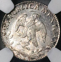 1861-Mo NGC MS 64 Mexico 1/2 Real Cap Rays Silver Coin (24092804C)