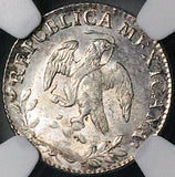 1861-Mo NGC MS 64 Mexico 1/2 Real Cap Rays Silver Coin (24092804C)