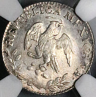 1861-Mo NGC MS 64 Mexico 1/2 Real Cap Rays Silver Coin (24092804C)