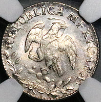 1861-Mo NGC MS 64 Mexico 1/2 Real Cap Rays Silver Coin (24092804C)