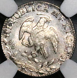 1861-Mo NGC MS 64 Mexico 1/2 Real Cap Rays Silver Coin (24092804C)