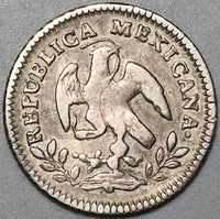 1862-Go Mexico 1/2 Real Guanajuato Mint VF Cap Rays Mint Error Silver Coin (24083003R)