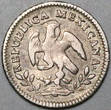 1862-Go Mexico 1/2 Real Guanajuato Mint VF Cap Rays Mint Error Silver Coin (24083003R)