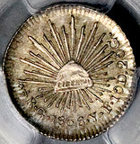 1868-Go PCGS MS 63+ Mexico 1/2 Real Guanajuato Mint Cap Rays Coin (26032201C)