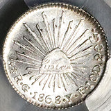 1868-Go PCGS MS 64 Mexico 1/2 Real Guanajuato Gem Mint Cap Rays Coin (25103002D)
