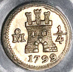 1799/8 PCGS MS 63 Mexico 1/4 Real Charles IV Overdate Colonial Spain Silver Coin POP 1/1 (24091202C)
