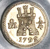 1799/8 PCGS MS 63 Mexico 1/4 Real Charles IV Overdate Colonial Spain Silver Coin POP 1/1 (24091202C)