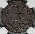1834-Mo NGC XF 40 1/4 Real Mexico State Quart Quartilla Reales Coin (25022302C)